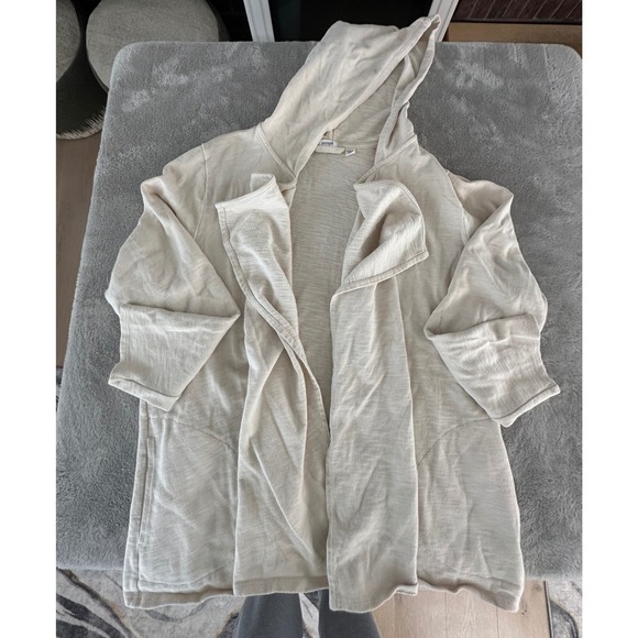 J.Jill Purejill Sweatshirt Cardigan Pockets Hood 3/4 Sleeve Khaki Womens Size XL - Picture 1 of 8